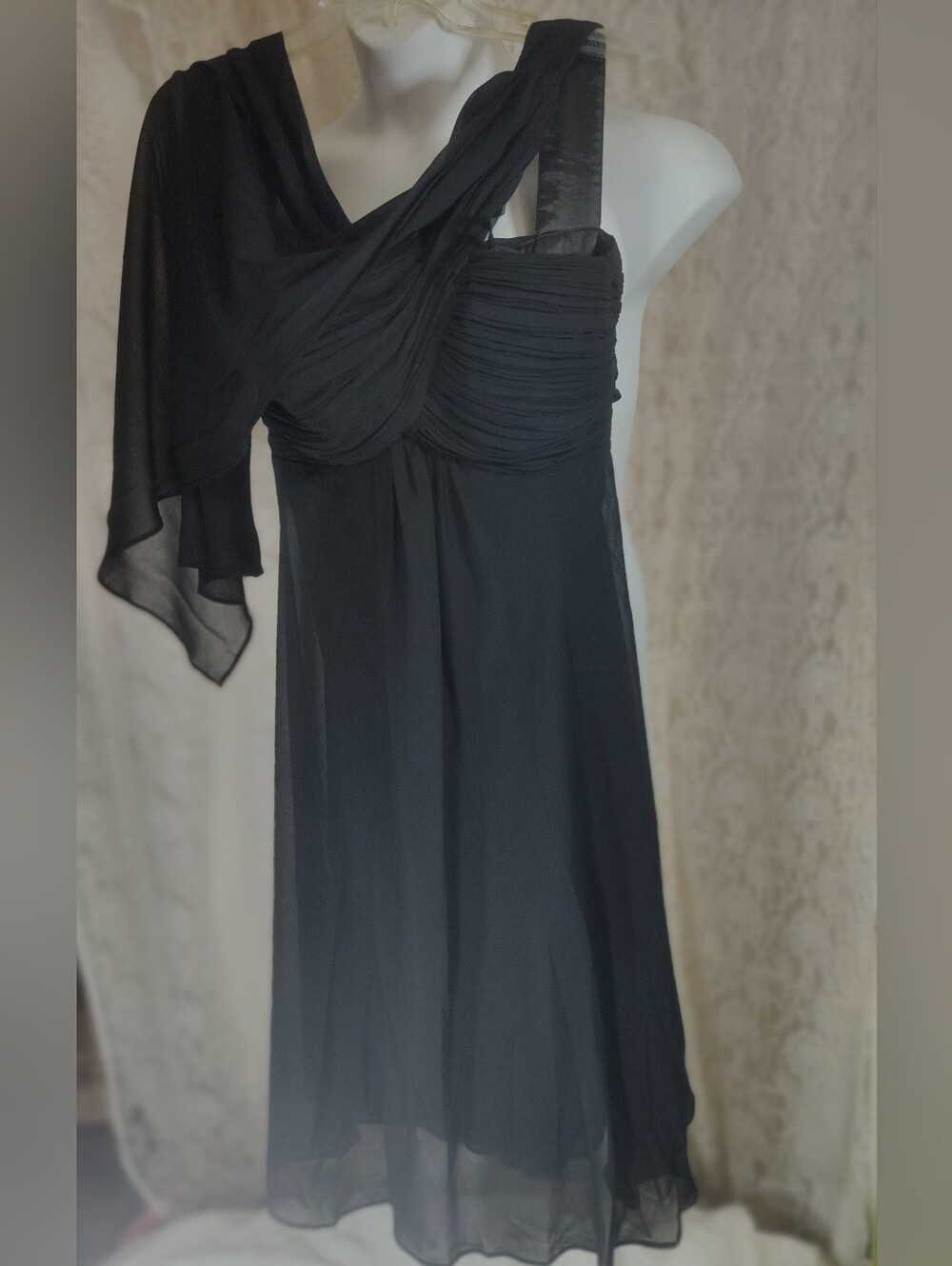 Ever Pretty Black One-Shoulder Chiffon Evening Dress